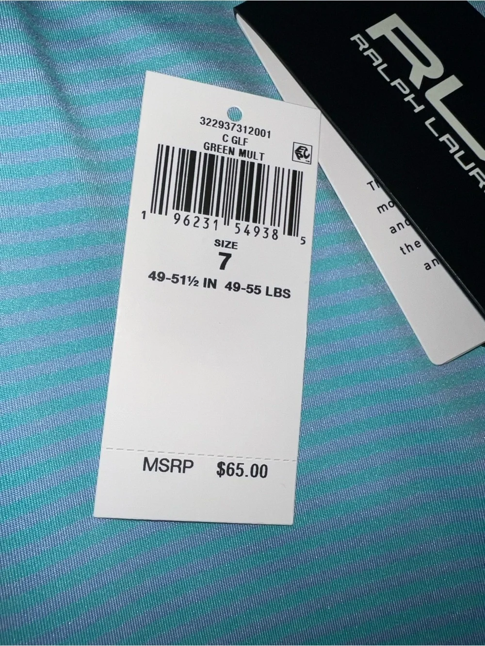 New Ralph Lauren RLX Golf Polo boys 7 blue and purple striped NWT